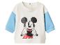 Sweat-shirt blanc pour enfant à manches longues et manches bleues, avec motif Mickey Mouse