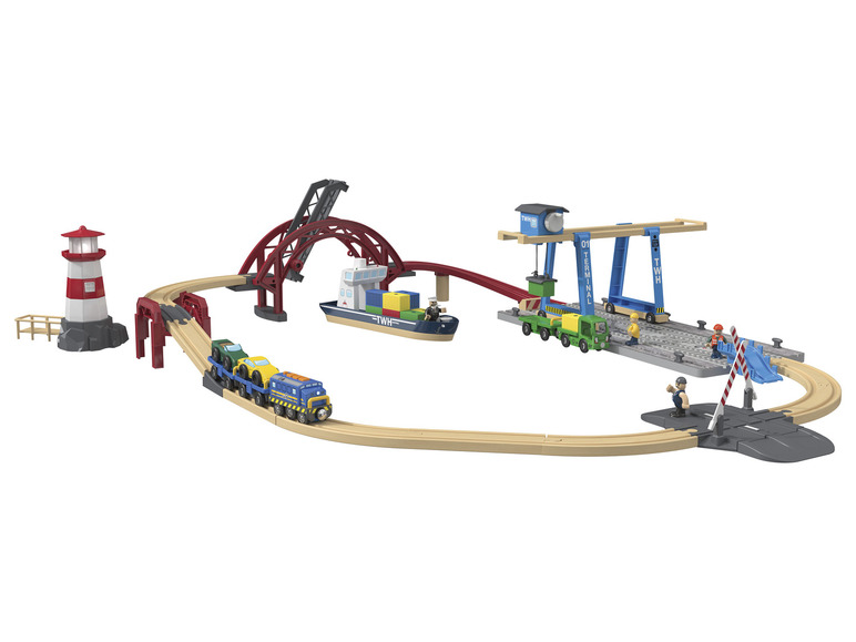 Aller en mode plein écran : Playtive Set de chemin de fer port à conteneurs en bois XL - Image 8