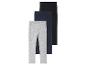 Trois paires de leggings en gris, bleu marine et noir.