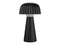 Une lampe noire avec un abat-jour rond.
