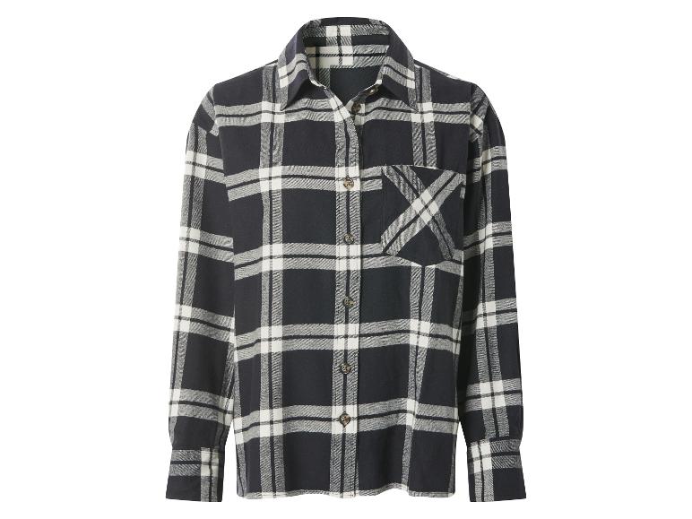 Chemise à carreaux noirs et blancs à manches longues avec poche poitrine
