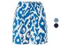 Shorts bleu et blanc à motif léopard.