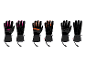 CRIVIT Premium-Skihandschuhe noirs avec des détails roses, oranges et gris.