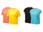 T-shirts Crivit : couleurs jaune, corail et bleu clair.