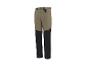 Pantalon de travail kaki et noir avec détails élastiques à la taille.