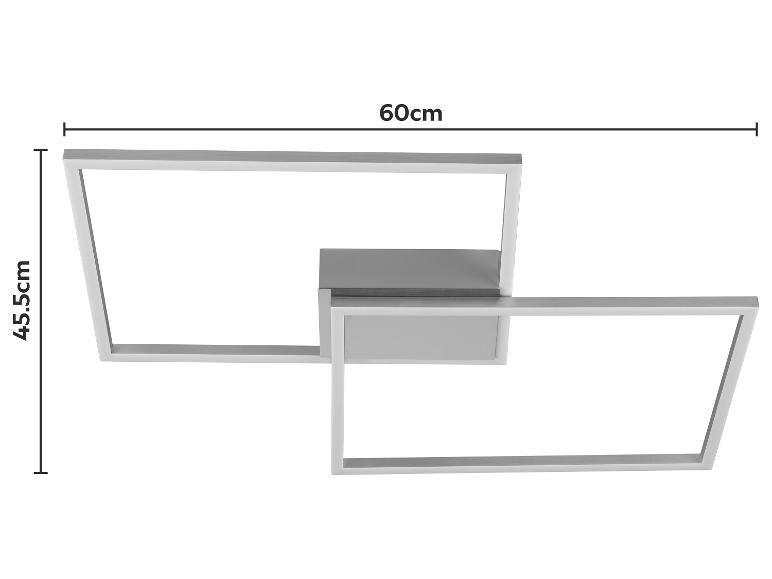 Plafonnier LED moderne gris avec deux cadres rectangulaires, 60x45,5 cm.