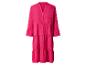 Robe midi rose pour femme avec manches 3/4 et volants