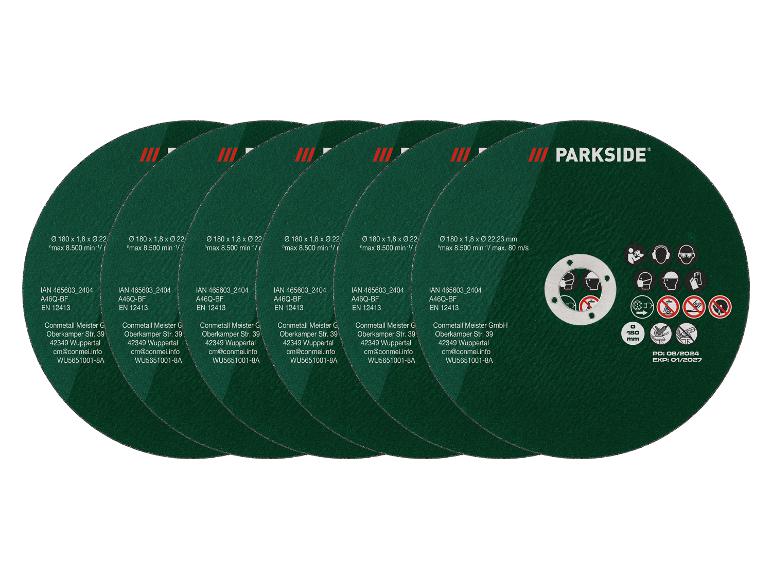 Six disques verts pour une meuleuse de la marque Parkside.