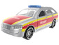 Un camion de pompiers jouet avec un design rouge et jaune 