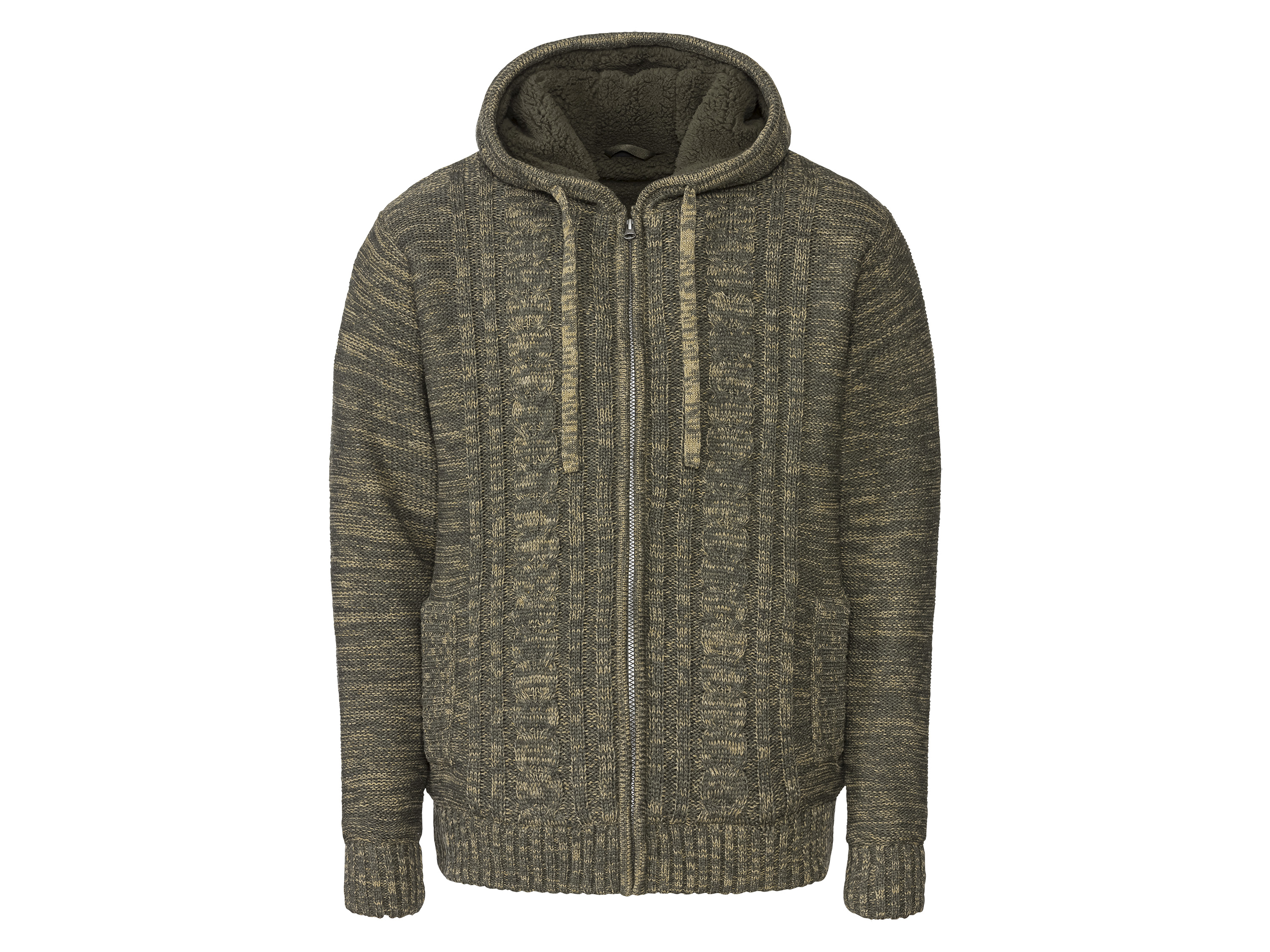 LIVERGY® Gilet zippé en grosse maille homme (marron, L)