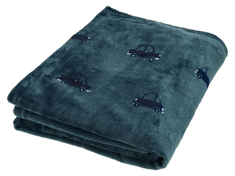 Couverture polaire bleu pétrole avec motif de voitures