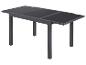 Table à manger d'extérieur extensible gris foncé avec plateau en verre.