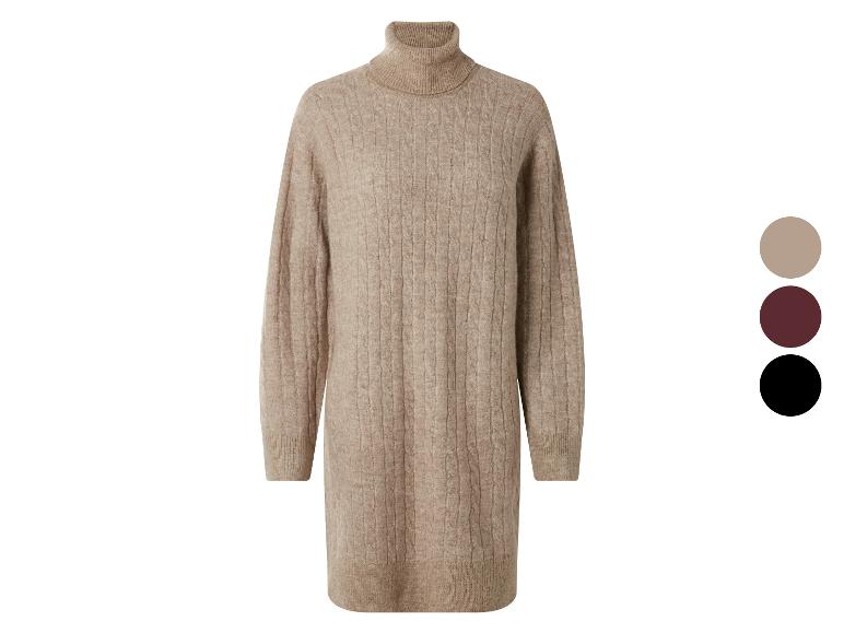 Robe pull col roulé en maille torsadée beige avec options de couleur.