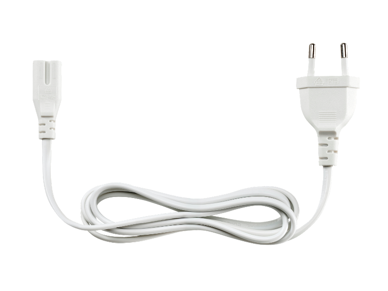 Câble d'alimentation blanc avec prise européenne.