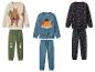 Trois ensembles pour enfants avec sweats et pantalons de jogging à motifs animaux.