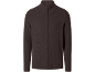 Gilet en maille pour homme marron foncé avec fermeture éclair et col montant.