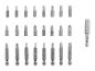 Un ensemble de pointes de tournevis, y compris Torx, Phillips et Pozidriv.
