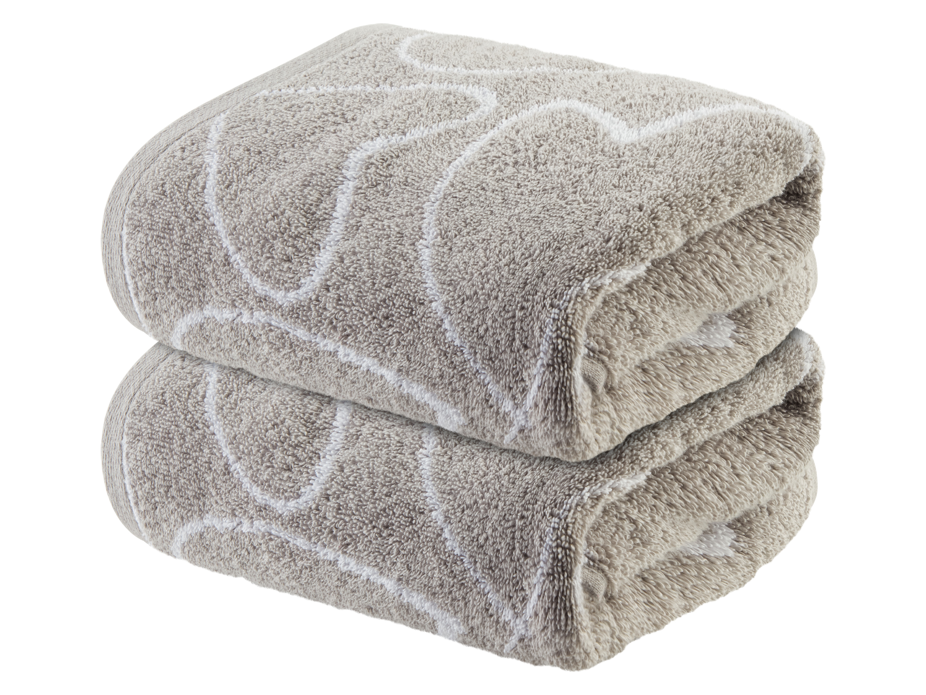 LIVARNO home Lot de 2 serviettes à main, 50 x 100 cm (gris clair/hertz)