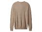 Pull en laine beige à manches longues et col rond, posé à plat