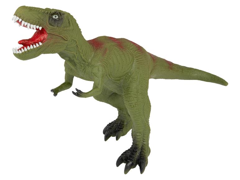 Une figurine de dinosaure T-Rex verte.