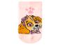 Chaussette rose pour enfant avec un chiot et une empreinte de patte.