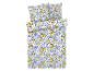 Parure de lit et oreillers motif citron et azulejo.
