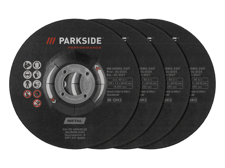 Set De 4 Disques Diamant PARKSIDE Pour Meuleuse D'angle - Coupe Béton Et Ciment, Neufs