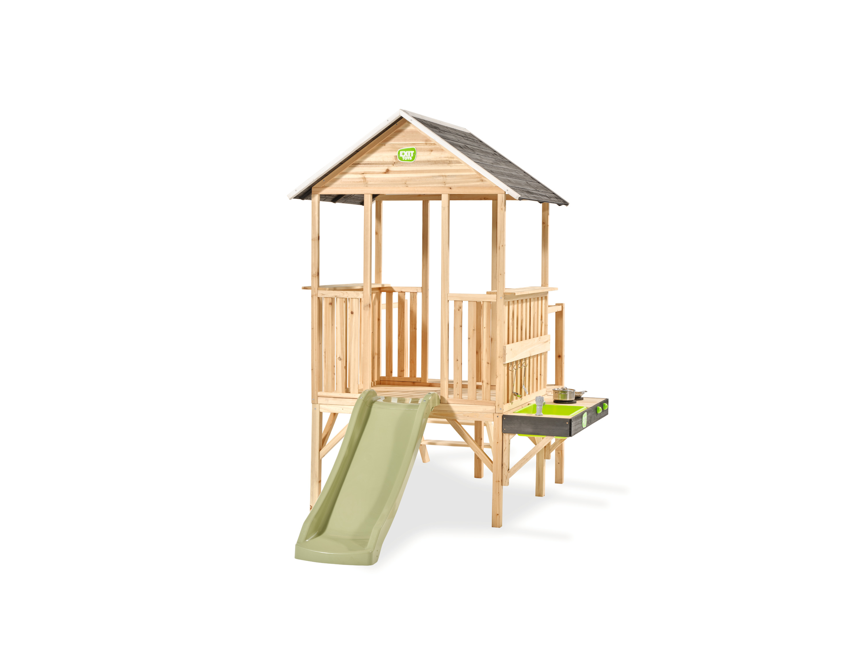 Exit Toys Panorama Cabane en bois avec toboggan (Cuisine de boue)