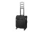 Valise noire à roulettes extensible, idéale pour les voyages.