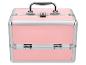Trousse de maquillage rose avec poignée et serrures argentées