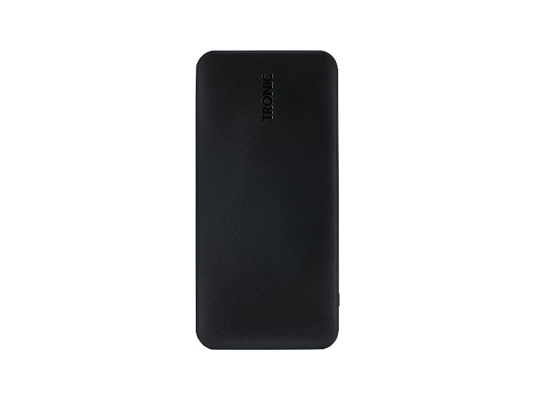 Batterie externe TRONIC noire aux bords arrondis sur fond blanc