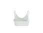 Crop top blanc à fines bretelles pour femme, vue arrière.