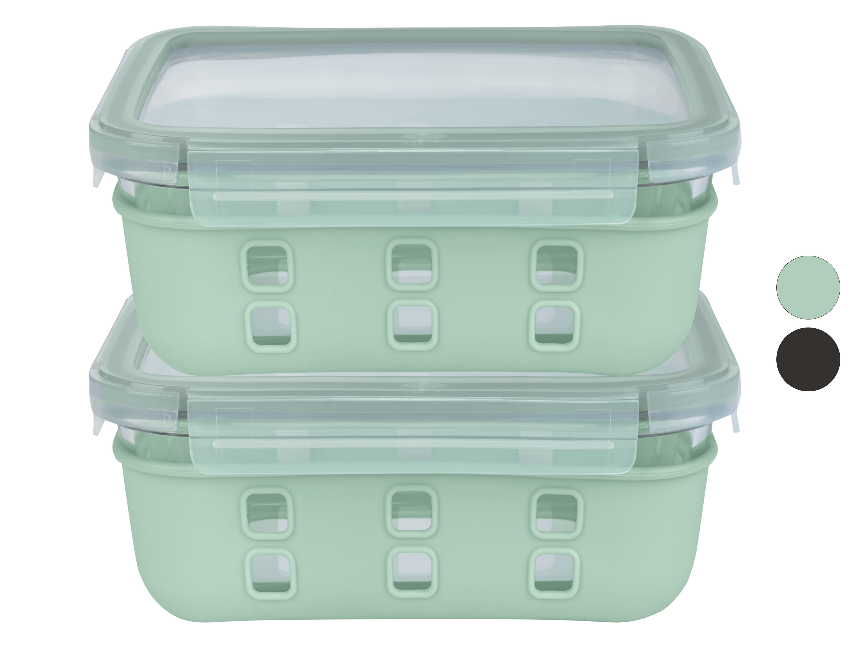 LIVARNO home Lot de 2 boîtes de conservation en verre