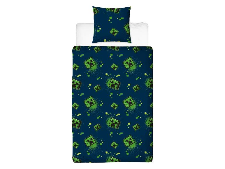 Parure de lit Minecraft : housse de couette et taie d'oreiller, motif Creeper.