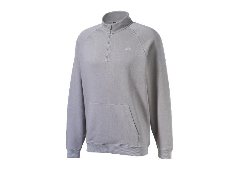 Sweat-shirt gris zippé avec poche kangourou.