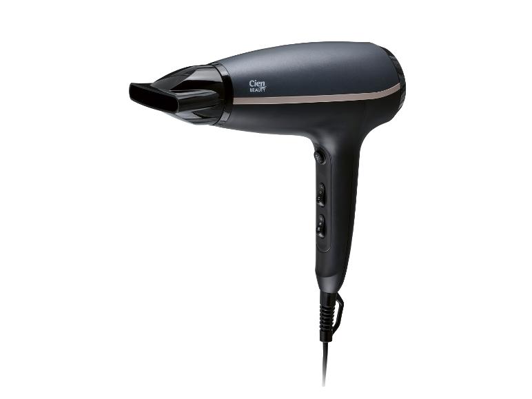 Sèche-cheveux noir avec bande dorée et concentrateur