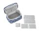 Une trousse de toilette à pois et 4 bandes d'organisation avec fermeture velcro.
