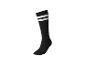 Chaussette de sport noire avec deux rayures blanches.