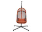 Un fauteuil suspendu orange avec un coussin et un cadre en métal.