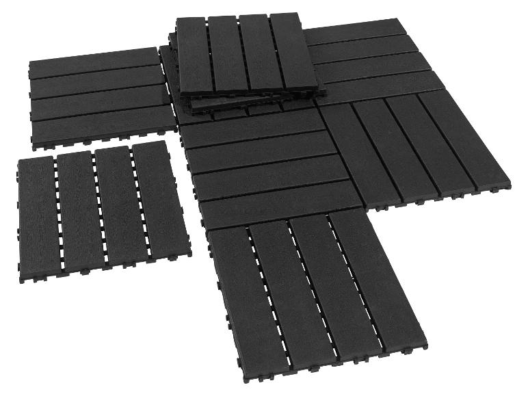 Dalles de terrasse modulaires noires en composite bois-plastique