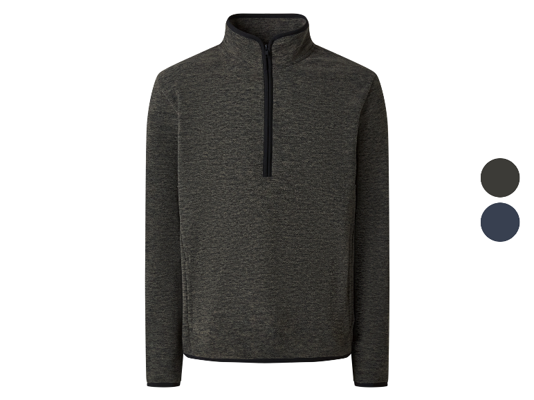 Un sweat à fermeture éclair mi-longueur gris foncé pour homme, disponible en deux couleurs.