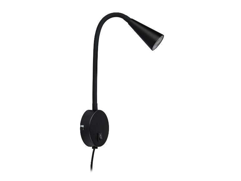 Une applique murale noire avec un bras flexible.