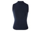 Un pull bleu marine sans manches à col roulé.