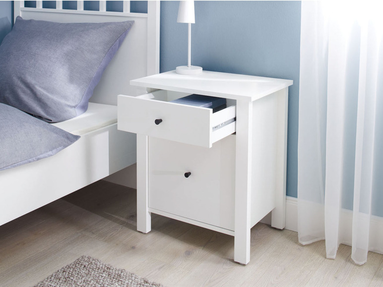 Aller en mode plein écran : LIVARNO home Table de nuit Stockholm avec tiroir, 56 x 40 x 65,6 cm, blanche - Image 2