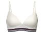 Soutien-gorge blanc à bande colorée.