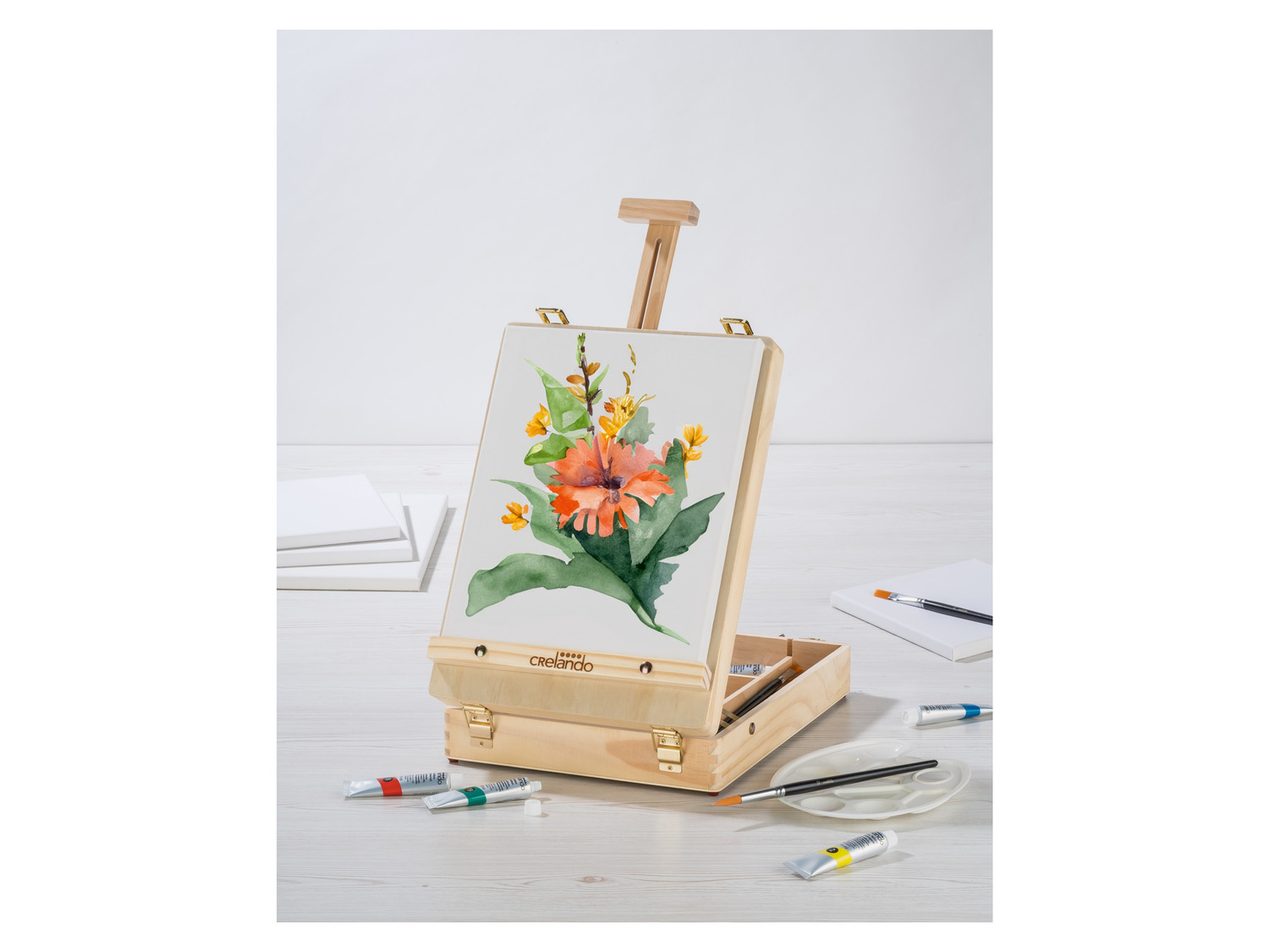 Lot De 54 Toiles Avec Chevalets En Bois 25x20cm - Kit Complet Peinture Acrylique, Huile & Aquarelle Pour Débutants Et Soirées Siroter & Peindre