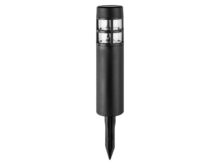 Lampe solaire de jardin noire au design moderne.