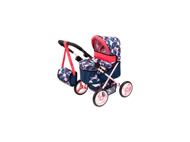 Poussette de poupée Trendy Unicorn Cosatto avec motif licorne et arc-en-ciel, sac assorti