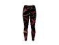 Legging de sport femme avec motif tourbillonnant noir, rouge et jaune.