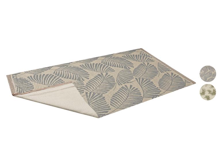 Tapis beige à motif de feuilles grises, montrant deux motifs alternatifs en cercles.